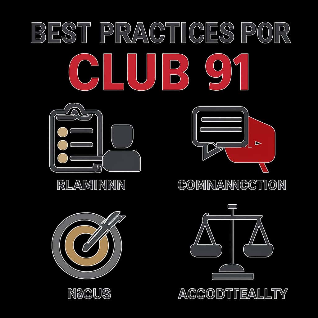 An educational diagram about the best practices for Club 91.