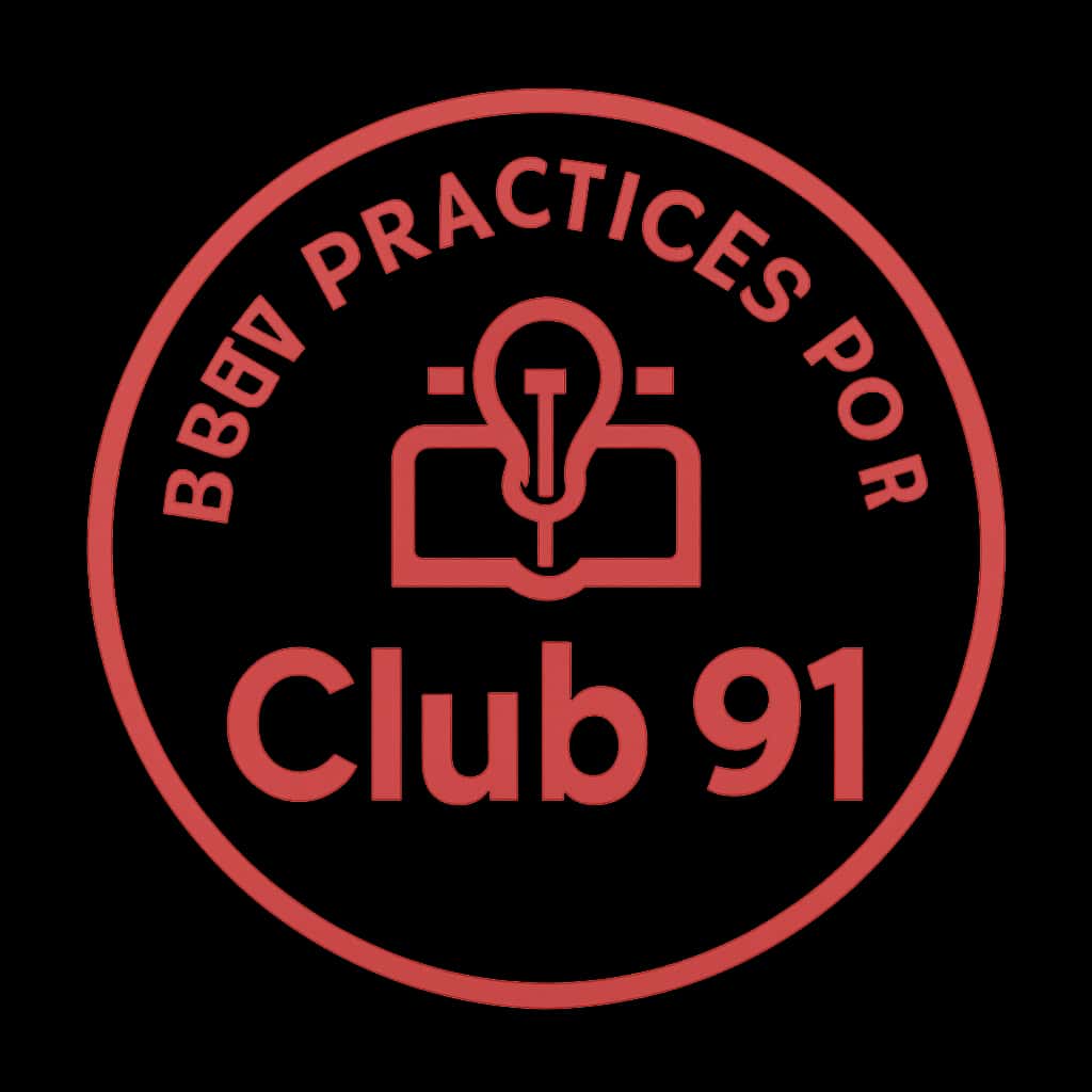 A badge representing best practices for Club 91.