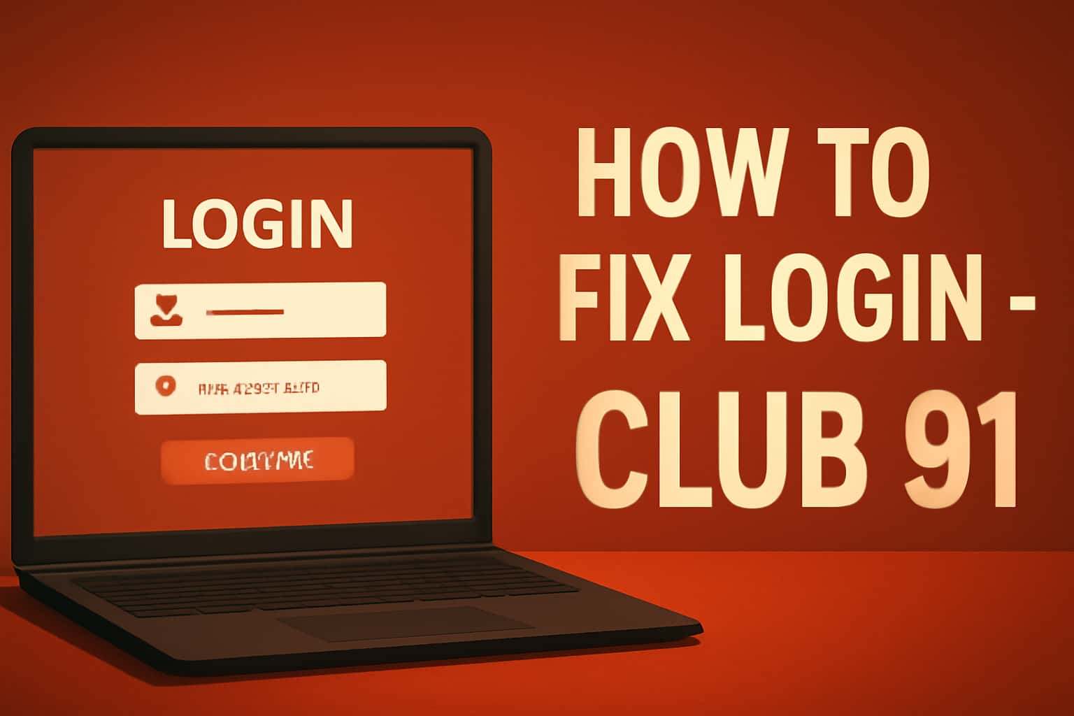 A visual representation of login issues and solutions for Club 91, showcasing the text 'How to Fix Login - Club 91'.