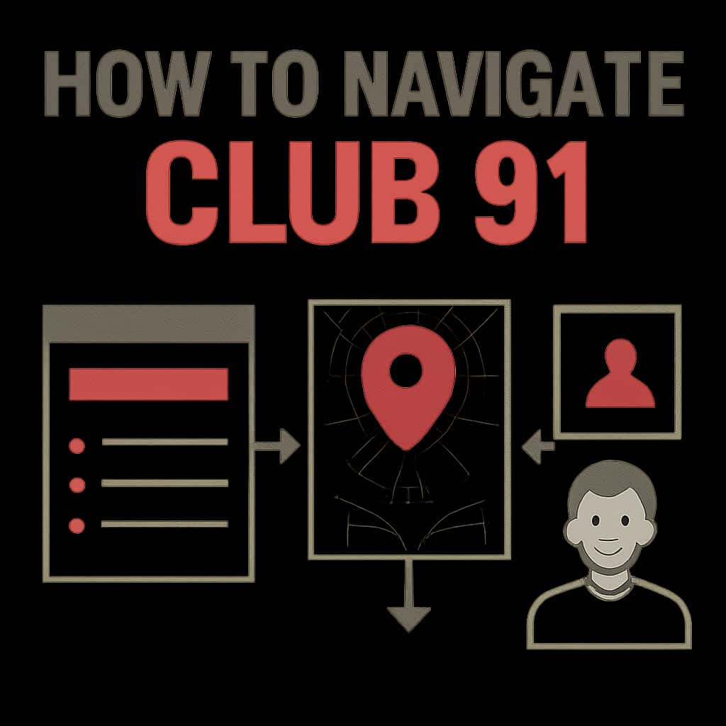 Illustrative diagram of navigation features within Club 91.