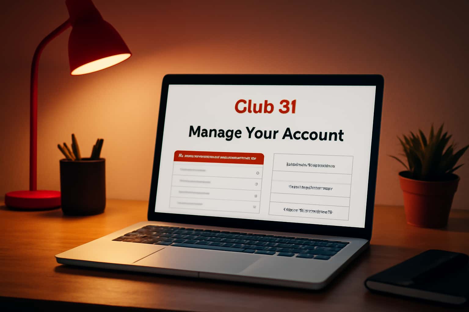 An informational scene demonstrating account management with Club 91 branding.