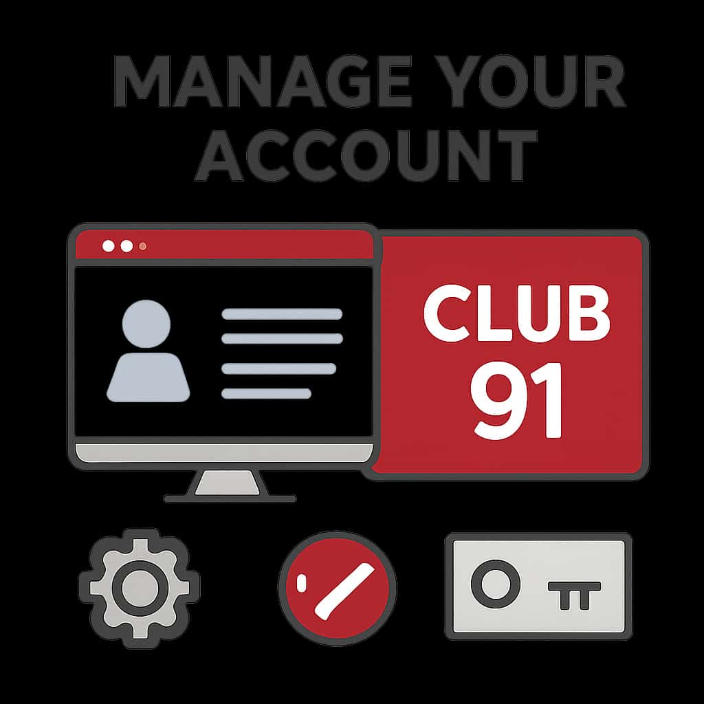 An educational diagram illustrating features of managing a Club 91 account.