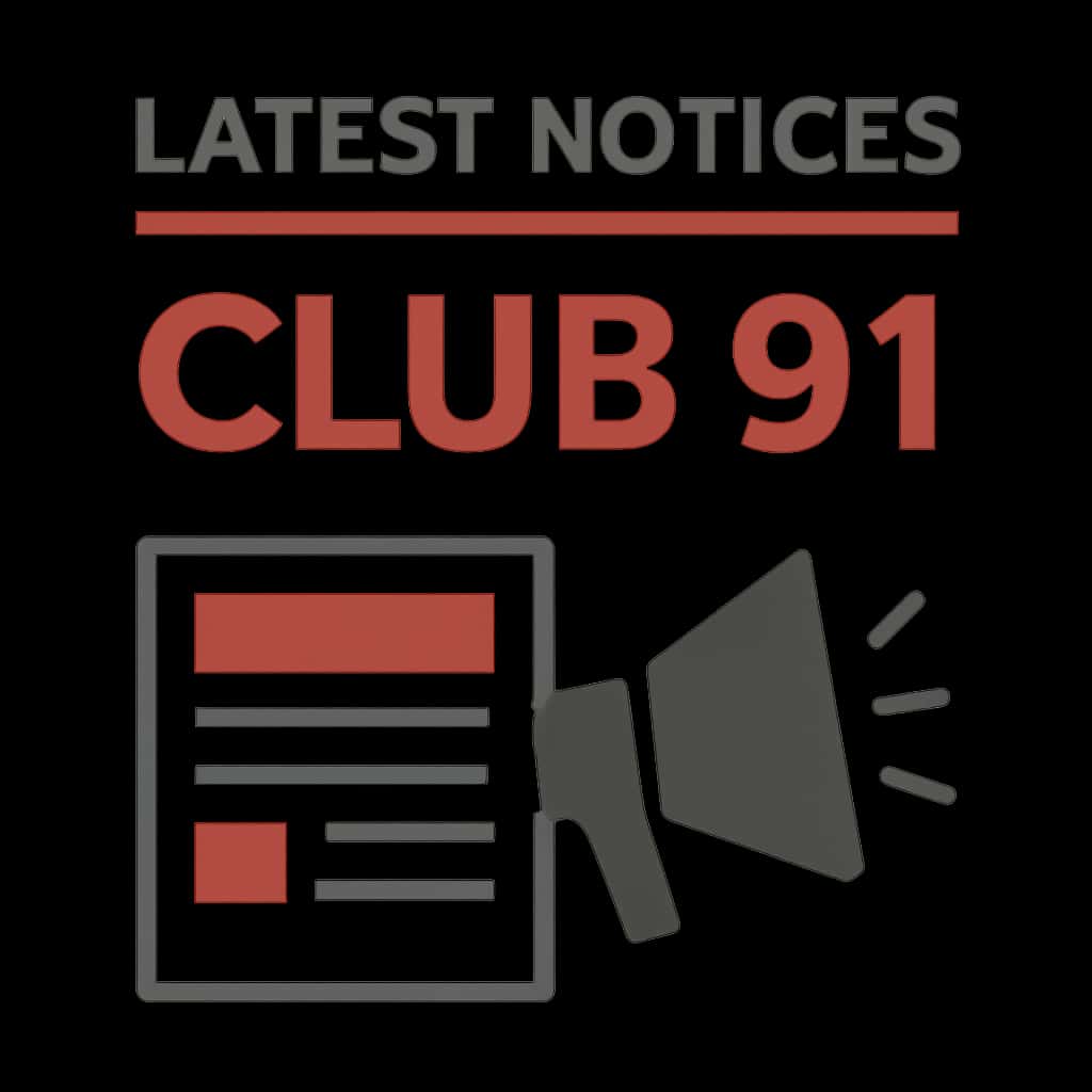 Illustration explaining the updates and notices related to Club 91.