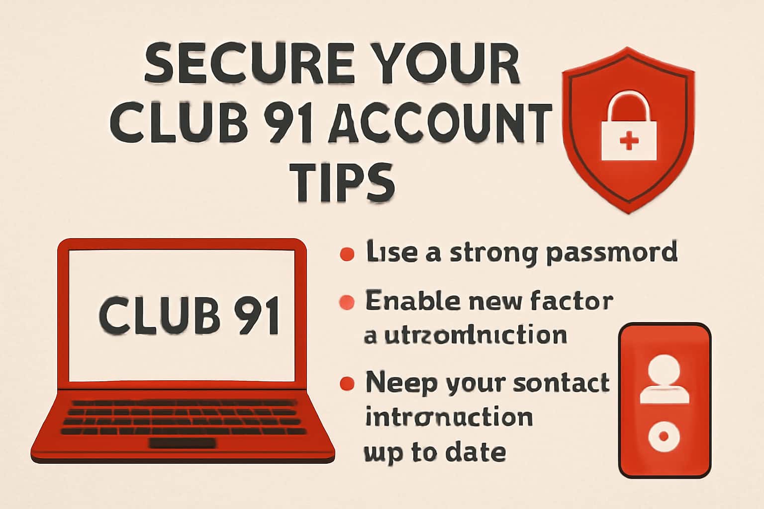 An informative visual representation of securing a Club 91 account.