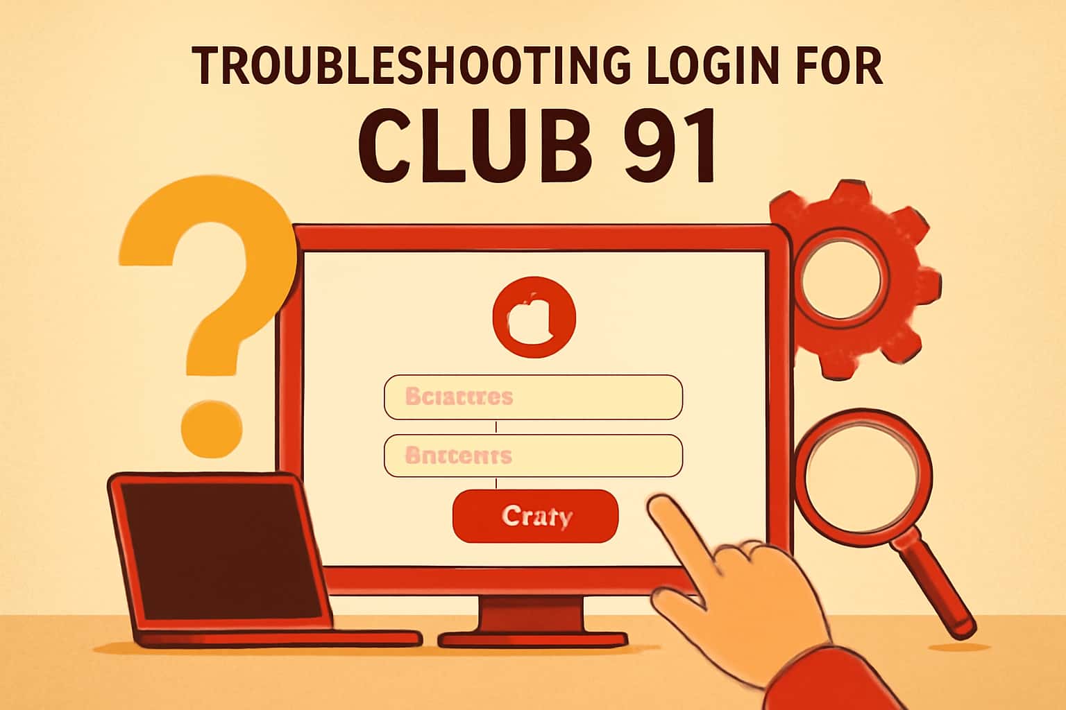 A scene illustrating troubleshooting login issues for Club 91, showcasing the platform's support features.